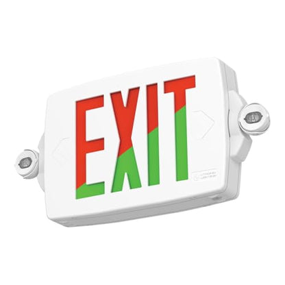 Lithonia Lighting Quantum LED Exit Sign Emergency Light Combo, Exit Sign and Emergency Lights, 2-Head Fixture, Red/Green Selectable Letters, High Output Battery, White (LHQM S W RG MVOLT HO M6) - color: Red/Green Selectable - White, size: 16.5" | Sign & R
