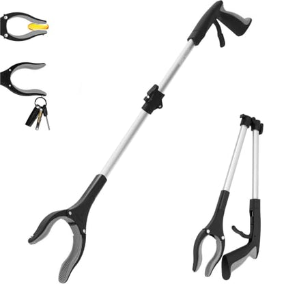 32“ Folding GrabRunner Reacher Grabber with Strong Magnetic (Grey) - color: Grey