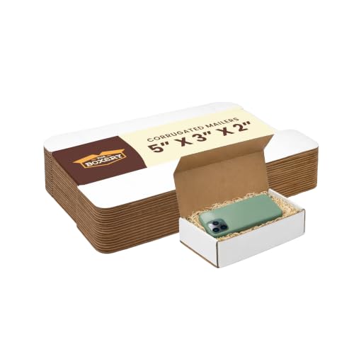 The Boxery Corrugated Mailers White Tuck Shipping Boxes (5x3x2) - size: 5x3x2