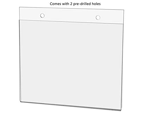 Marketing Holders 25 Pack Wall Sign Holder with Hanging Hardware for 7" x 5" Graphic Flyers and Advertisements with Predrilled Holes for Libraries and Retail Stores Clear Acrylic Sleeve - size: 7" w x 5" h