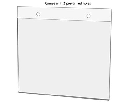 Marketing Holders 25 Pack Wall Sign Holder with Hanging Hardware for 7" x 5" Graphic Flyers and Advertisements with Predrilled Holes for Libraries and Retail Stores Clear Acrylic Sleeve - size: 7" w x 5" h