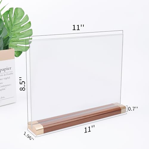 Acrylic Sign Holder 8.5 x 11, 3 Pack Double-Side Horizontal T-Shape - size: 11*8.5 Inch