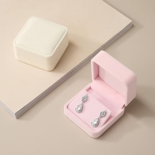 Pink Velvet Hinged Earring Gift Box - color: Pink