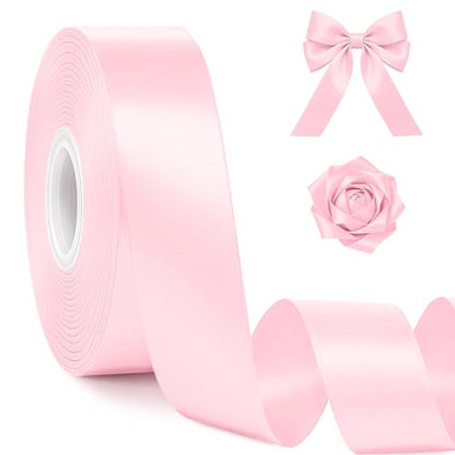 1 in 30 Yards Pink Satin Ribbon for Flower Bouquet Baby Shower Mother's Day - color: Pink, size: 1 inch