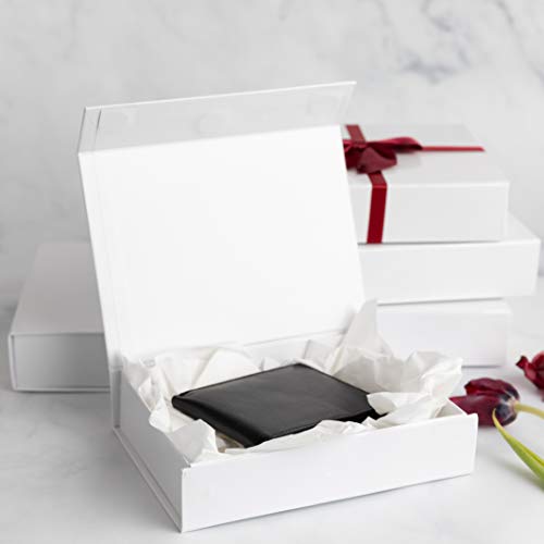 Purple Q Crafts White Hard Gift Box with Magnetic Closure Lid 7 inch x 5 inch x 1.6 inch Rectangle Small Boxes For Gifts With White Glossy Finish (2 Boxes), 1 Count (Pack of 2) - size: 1 Count (Pack of 2)