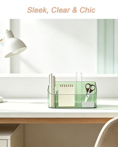 Makeup Tray Holder Organizer Cosmetic Display Case Tabletop Desktop Vanity Countertop Bathroom Wall Cabinet Medicine Storage Box 9 Dividers 2 Removable Women Ladies Girls Gifts Crystal Green 1 PACK - color: Crystal Green
