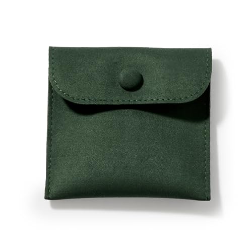 Oirlv Velvet Earring Pouch Travel Case, Green - color: Green, size: 2.76"×2.76"