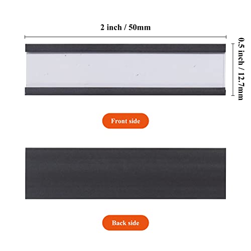 C Channel Magentic Label Holders 0.5x2 Inch with Paper Inserts and Clear Plastic Protectors,Magnetic Data Card Holders File Cabinet Labels,Pack of 50 - size: 0.5"x2"-50pcs