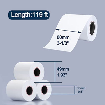 MFLABEL 3-1/8" x 119' Thermal Receipt Papers Rolls - 10 Rolls for 80mm Thermal POS Printer - size: 3-1/8" x 119'