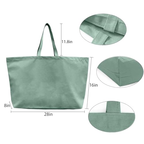 Large Canvas Tote Bag Reusable Extra Big Grocery Bags - color: Mint Green