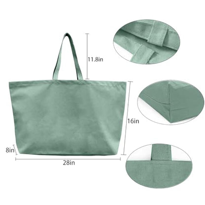 Large Canvas Tote Bag Reusable Extra Big Grocery Bags - color: Mint Green
