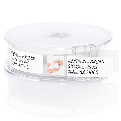Custom Image Upload Elegant Rolled Address Labels / 250 Personalized Return Address Labels/Designer Address Stickers in Elegant Plastic Dispenser - size: 250 Labels, style: Script