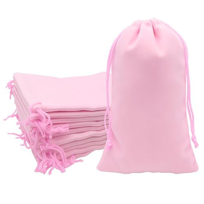 Mandala Crafts 8x17 Pink Velvet Drawstring Bags for Shoe Dusting Bags - color: Pink 8X17 Inches, size: 1 Count (Pack of 10)