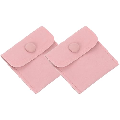 PATIKIL 2Pcs Jewelry Pouch 3x3 Inch Velvet Pouches Snap Button, Pink - color: Pink, size: 3x3 Inch