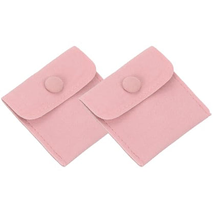 PATIKIL 2Pcs Jewelry Pouch 3x3 Inch Velvet Pouches Snap Button, Pink - color: Pink, size: 3x3 Inch