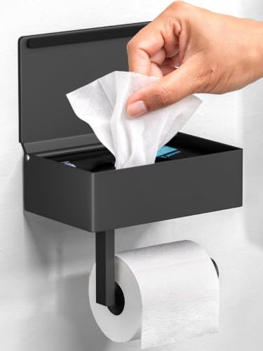 Day Moon™ - Toilet Paper Holder with Shelf & Storage - Wall Mount, Black - color: Matte Black