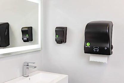 San Jamar Ecologic Simplicity Recycled Plastic Manual Paper Towel Dispenser, Auto Cut Towel Dispenser, Wall Mounted Dispenser with Zero Waste for Home and Business, Black - color: Black