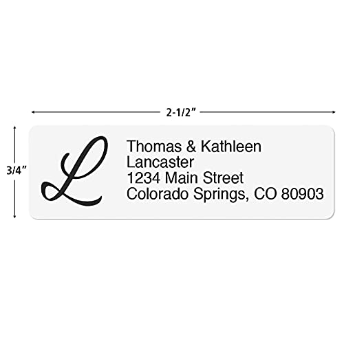 White with Initial Standard Rolled Address Labels - Set of 250 2 1/2" x 3/4" Rolled Labels with Clear Acrylic Dispenser - color: White, size: 250