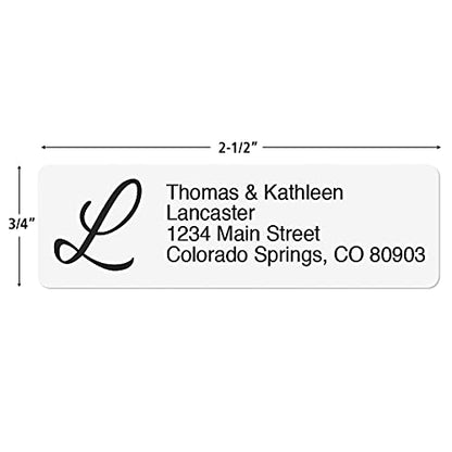 White with Initial Standard Rolled Address Labels - Set of 250 2 1/2" x 3/4" Rolled Labels with Clear Acrylic Dispenser - color: White, size: 250