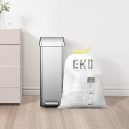 EKO 12.9 Gallon / 45-49 Liter, 60 Count Drawstring Trash Bags, Extra-Strong Unscented Garbage Bags, Easy-Dispense Roll for Kitchen & Household Use, Resists Tears, Leaks and Punctures, Code J, White - size: 60 Count (Pack of 1), style: 12.9 Gallon Bags/Cod
