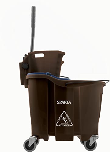 Carlisle FoodService Products Omnifit Mop Bucket with Side Press Wringer and Soiled Water Insert for Floor Cleaning, Kitchens, Restaurants, And Janitorial Use, Polypropylene (Pp), 35 Quarts, Brown - color: Brown