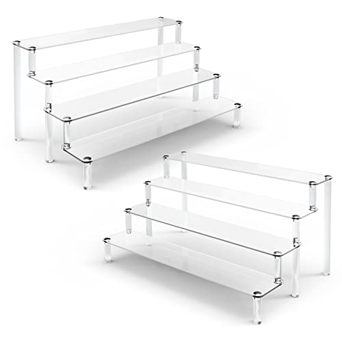 2 Pack 4 Tier Clear Acrylic Display Risers Stand Shelf
