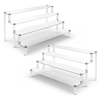 2 Pack 4 Tier Clear Acrylic Display Risers Stand Shelf