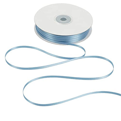 HUIHUANG Dusty Blue Thin Solid Satin Ribbon 1/8 inch x 100 Yards - color: Dusty Blue, size: 1/8 inch