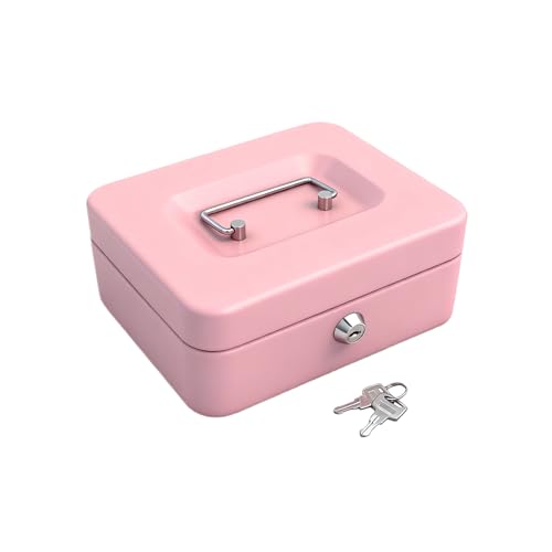 8" Cash Box with Money Tray, Pink, Medium - color: Pink, size: Medium