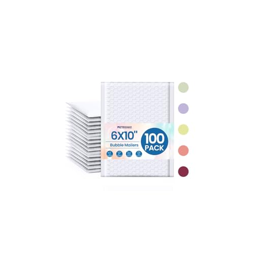 Metronic White Bubble Mailers 6x10 Inch 100 Pack Self-Seal Padded Envelopes - color: White, size: 6x10" 100 pc