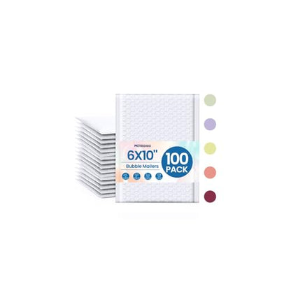 Metronic White Bubble Mailers 6x10 Inch 100 Pack Self-Seal Padded Envelopes - color: White, size: 6x10" 100 pc