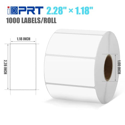iDPRT 2.28' 1.18' Multi-Purpose Direct Thermal Labels (58mm30mm), Self-Adhesive Thermal Sticker for Address, Barcode, Compatible with iDPRT, Rollo, Zebra, etc, 1 Roll - 1000pcs, White - size: 2.28" × 1.18"(58mm×30mm)