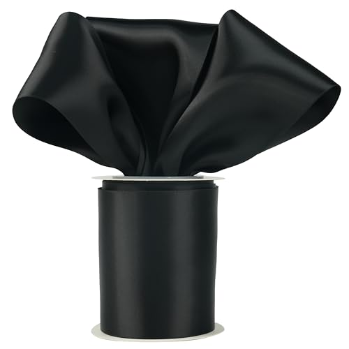 Black Double-Faced Satin Ribbon, 3 Inch x 10 Yards - color: Black