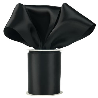 Black Double-Faced Satin Ribbon, 3 Inch x 10 Yards - color: Black