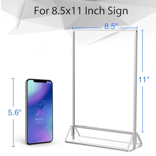 NIUBEE 8.5x11 Acrylic Sign Holder,Picture Frame,Wedding Table Numbers,6pack - size: 8.5x11 6Pack