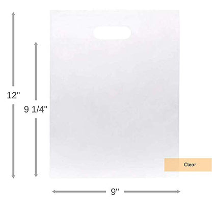 9"x12" Clear Plastic Bags With Handles - 2.25 Mil Extra Thick - 100 Pack - size: 9" x 12"