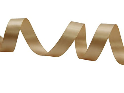 3/4" Khaki Double Face Satin Ribbon 100yd for Gifts - color: #835 Khaki, size: 7/8 inch