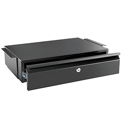 Mount-It! Locking Under Desk Pull-Out Drawer, Steel, 11 lb Capacity, 2 Keys - size: Lockable