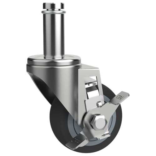 RILIDRI 3-Inch Caster for Wire Shelving Racks, Heavy Duty Scaffolding Wheel with Brake, Set of 4 Metro Shelving Replacement Wheels(.864" x 2-3/16") - size: 3 Inch