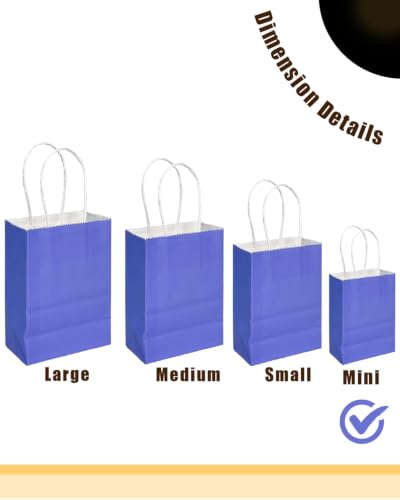 qiqee 24PCS Mini Gift Bag with Handles Bulk 4.5"x2.5"x6" Gift Bags 6 Mix Blue Bags Multiple Uses - color: 6 Mix Blue