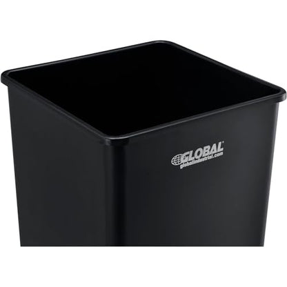 Global Industrial Square Plastic Garbage Can, 35 Gallon Capacity, Black - color: Black