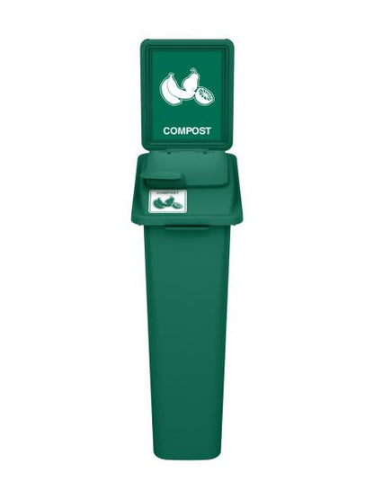 Waste Wise 23 Gallon Recycled HDPE Waste and Recycling Bin for Commercial Spaces - (Green w/Sign & Lid, Compost) - color: Green Compost