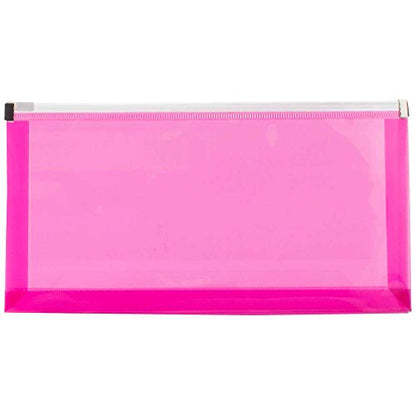 JAM PAPER Plastic Envelopes with Zip Closure - #10 Booklet Wallet - 5 x 10 - Fuchsia Pink - 12/Pack - color: Pink, size: #10 Business Size