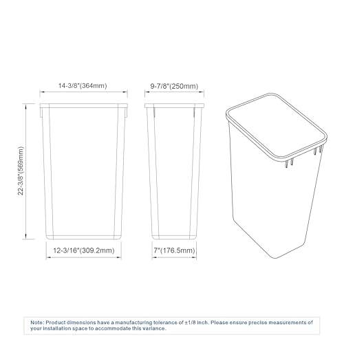 Dowell 50QT Wastebasket Trash Container, 13Gal, Plastic, Stackable, for Kitchen/Bathroom/Office,Tall Trash Can 22-3/8"H (Grey 4000 50 04) - size: 52.8Qt - 1 Pack