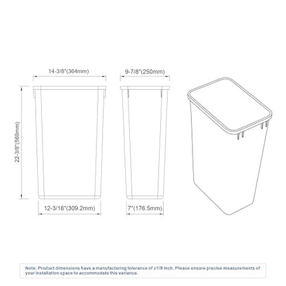 Dowell 50QT Wastebasket Trash Container, 13Gal, Plastic, Stackable, for Kitchen/Bathroom/Office,Tall Trash Can 22-3/8"H (Grey 4000 50 04) - size: 52.8Qt - 1 Pack