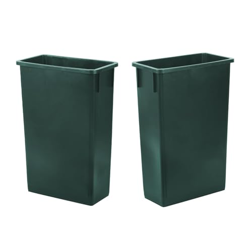 Plexon 23-Gallon Trash Can – Tall Narrow Garbage Bin for Kitchen, Home, Garage, or Commercial Use – Set of 2, Green