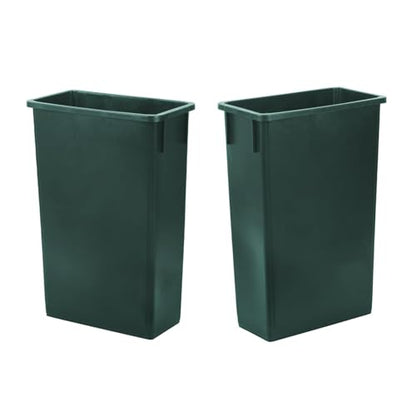 Plexon 23-Gallon Trash Can – Tall Narrow Garbage Bin for Kitchen, Home, Garage, or Commercial Use – Set of 2, Green