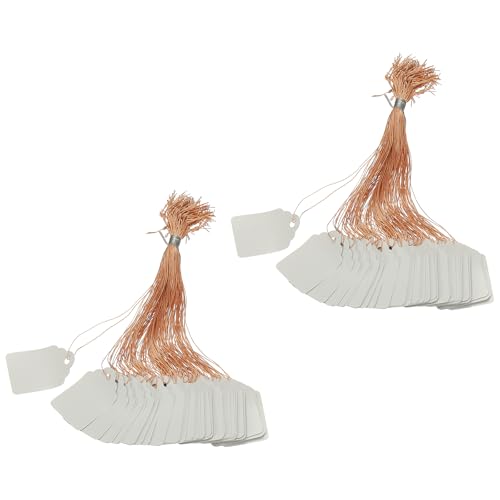 PATIKIL 400Pack Price Tags with String, 25x35mm Plastic Tags Hanging Plastic Wire Shelf Label Holder Waterproof Writable for Labeling Retail Sale Merchandise Shelf Clothing, White - color: White, size: 25x35mm