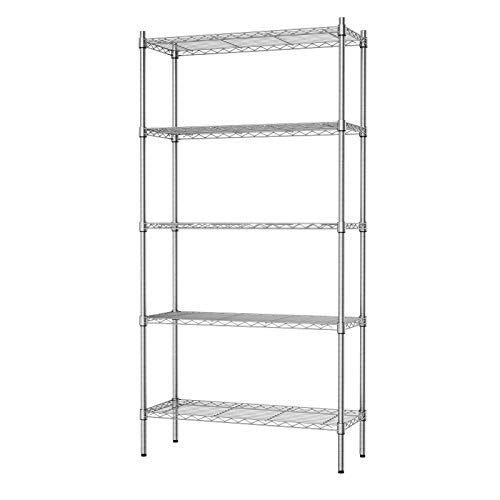 Auslar 5-Tier Heavy Duty Wire Shelving, Adjustable Storage Rack, Chrome - size: 5 Tier