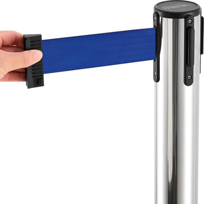 Global Industrial Retractable Belt Barrier, 40"H Stainless Steel Post with